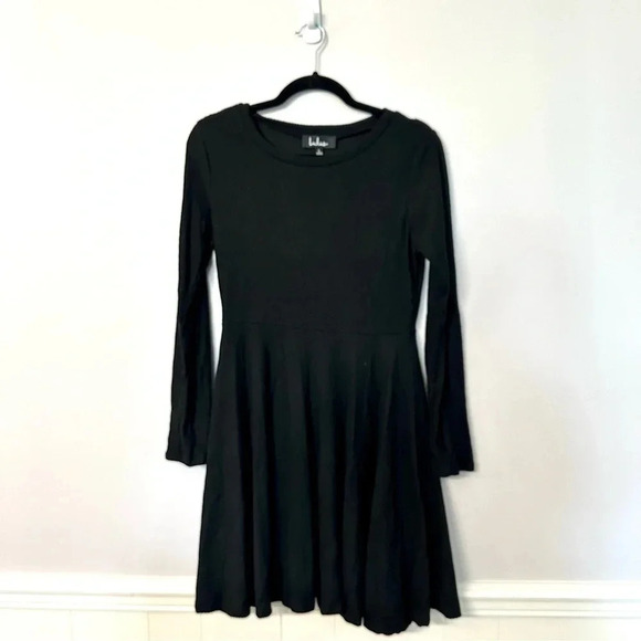 NWT Lulus Fit and Fair Black Ribbed Knit Long Sleeve Skater Dress Sz Large - Picture 5 of 14